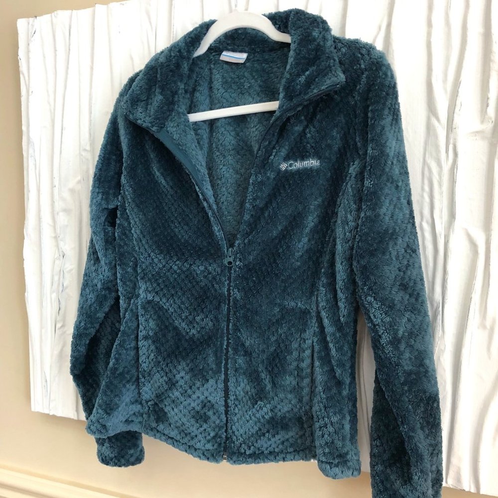 Columbia Womens Beech Forest Sherpa Full Zip Fleece Jacket Small Green